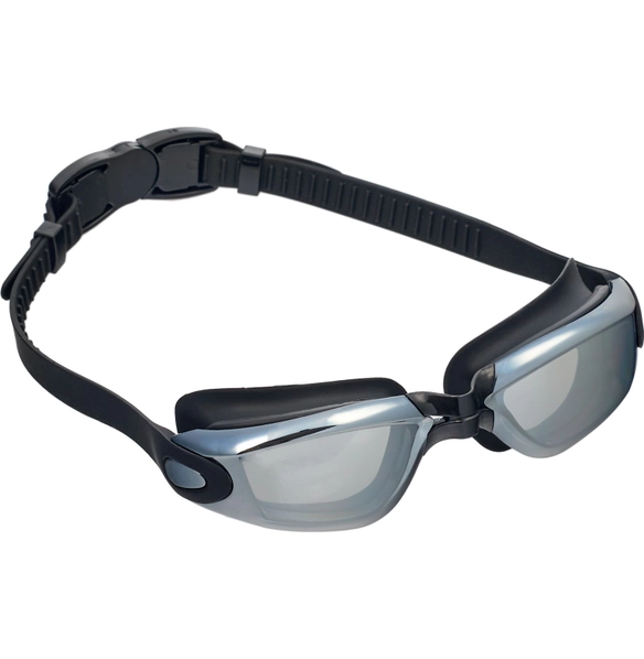 Очки для плавания Комфорт Плюс, чёрные, зеркальные линзы