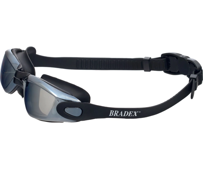 Очки для плавания Bradex, серия Комфорт Плюс, черные, цвет линзы-зеркальный фото #6