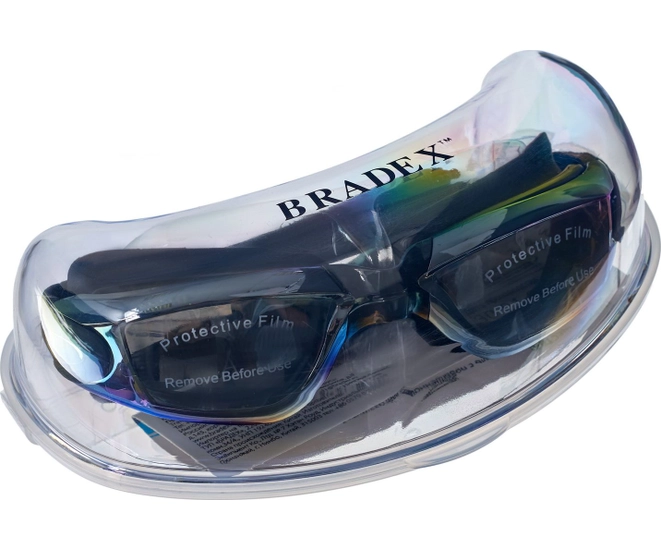 Очки для плавания Bradex, серия Комфорт Плюс, черные, цвет линзы-зеркальный фото #9