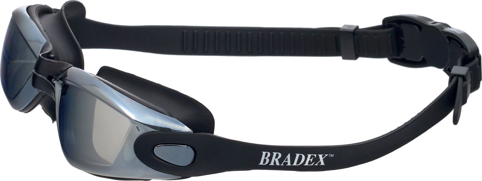 Очки для плавания Bradex, серия «Комфорт Плюс», черные, цвет линзы-зеркальный