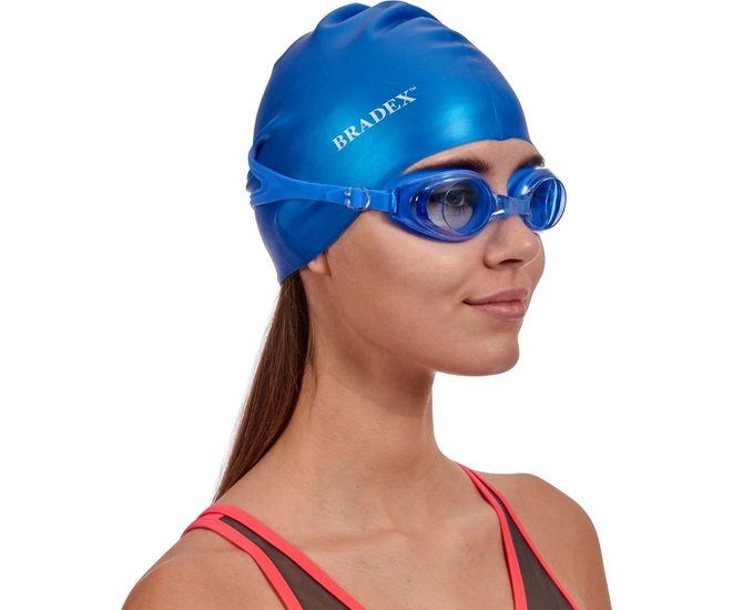 Очки для плавания Bradex, серия Регуляр, синие, цвет линзы-синий фото #11