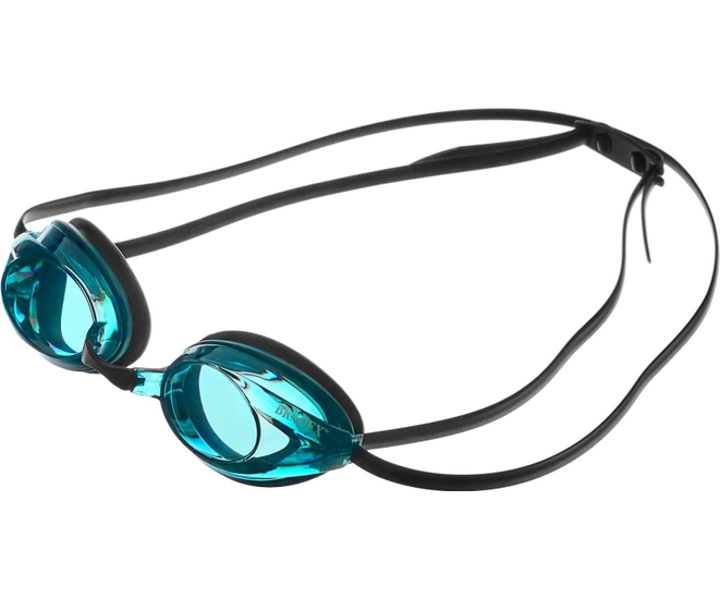 Очки для плавания Bradex, серия «Спорт», черные, цвет линзы-голубой