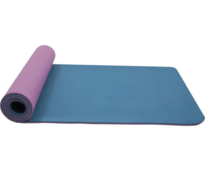 Коврик для йоги и фитнеса 183*61*0,6 TPE двухслойный фиолетовый/голубой фото #4