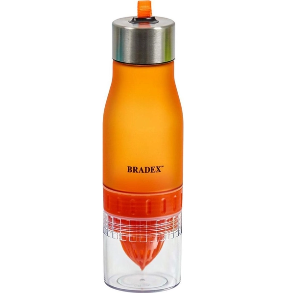Бутылка для воды с соковыжималкой 0,6 л, оранжевая