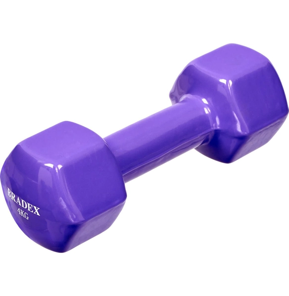 Гантель обрезиненная, фиолетовая 4 кг