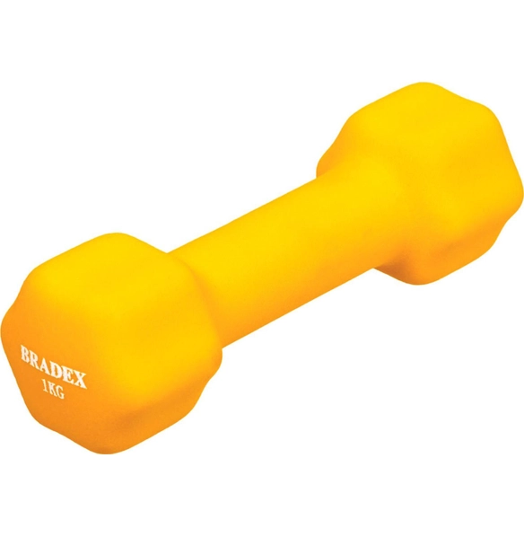 Гантель неопреновая 1 кг, жёлтая