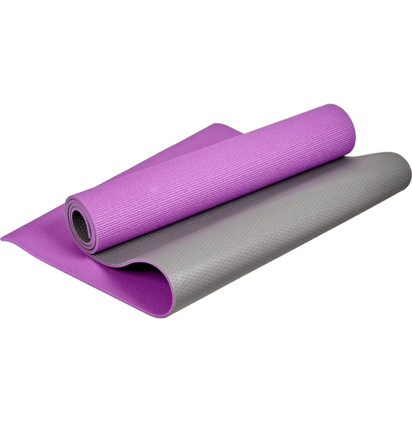 Коврик для йоги и фитнеса, 173*61*0,6 см, двухслойный фиолетовый/серый