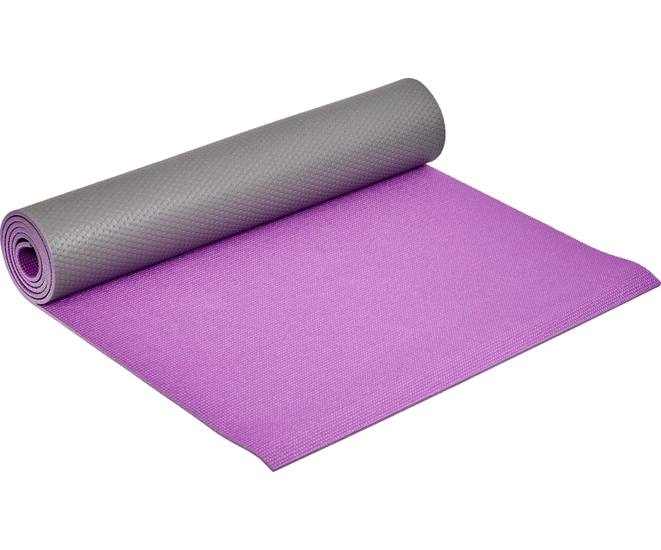 Коврик для йоги и фитнеса, 183*61*0,6 см, двухслойный фиолетовый/серый фото #3