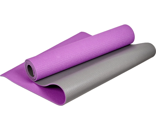 Коврик для йоги и фитнеса, 183*61*0,6 см, двухслойный фиолетовый/серый фото #1