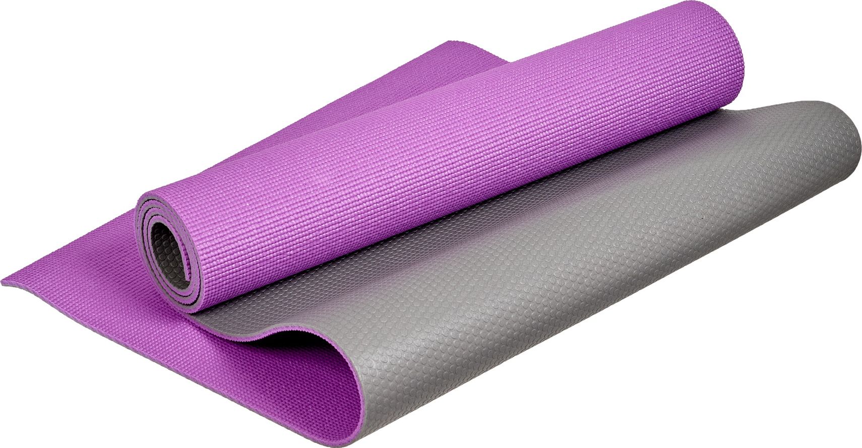 Коврик для йоги и фитнеса, 183*61*0,6 см, двухслойный фиолетовый/серый