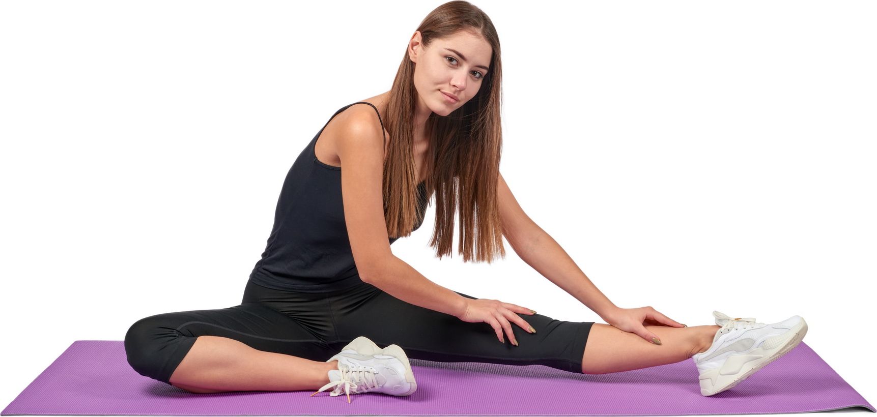 Коврик для йоги и фитнеса, 190*61*0,6 см, двухслойный фиолетовый/серый