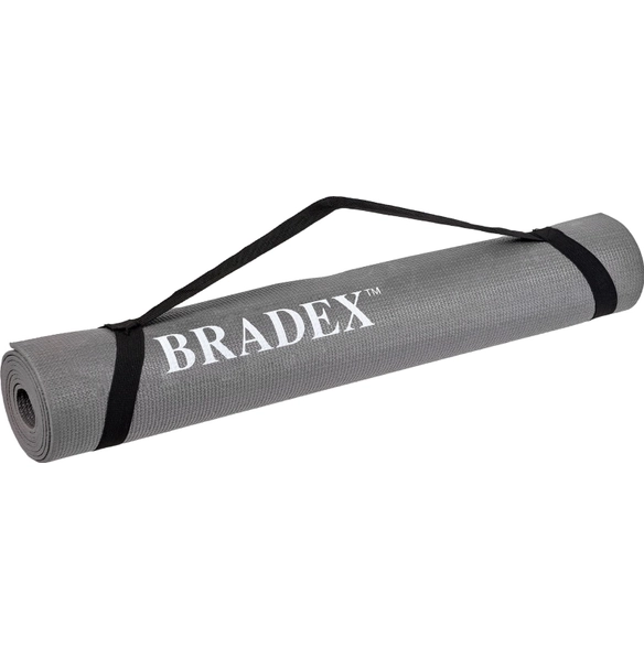 Коврик для йоги и фитнеса Bradex, 190*61*0,5 см, серый с переноской