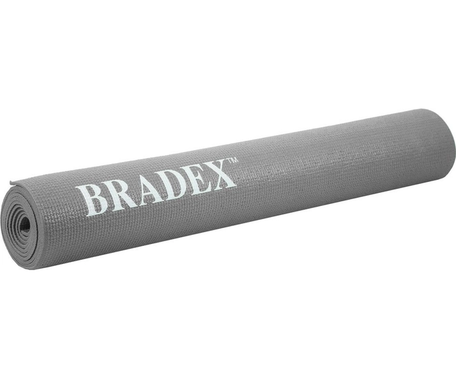 Коврик для йоги и фитнеса Bradex, 190*61*0,5 см, серый с переноской фото №5