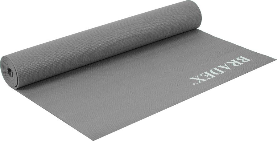 Коврик для йоги и фитнеса Bradex, 190*61*0,5 см, серый с переноской