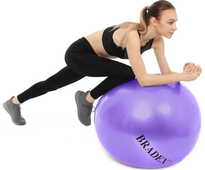 Мяч для фитнеса ФИТБОЛ-65 Bradex, фиолетовый фото #8