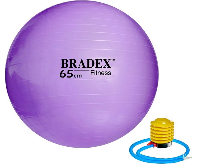 Мяч для фитнеса ФИТБОЛ-65 Bradex, фиолетовый фото #1