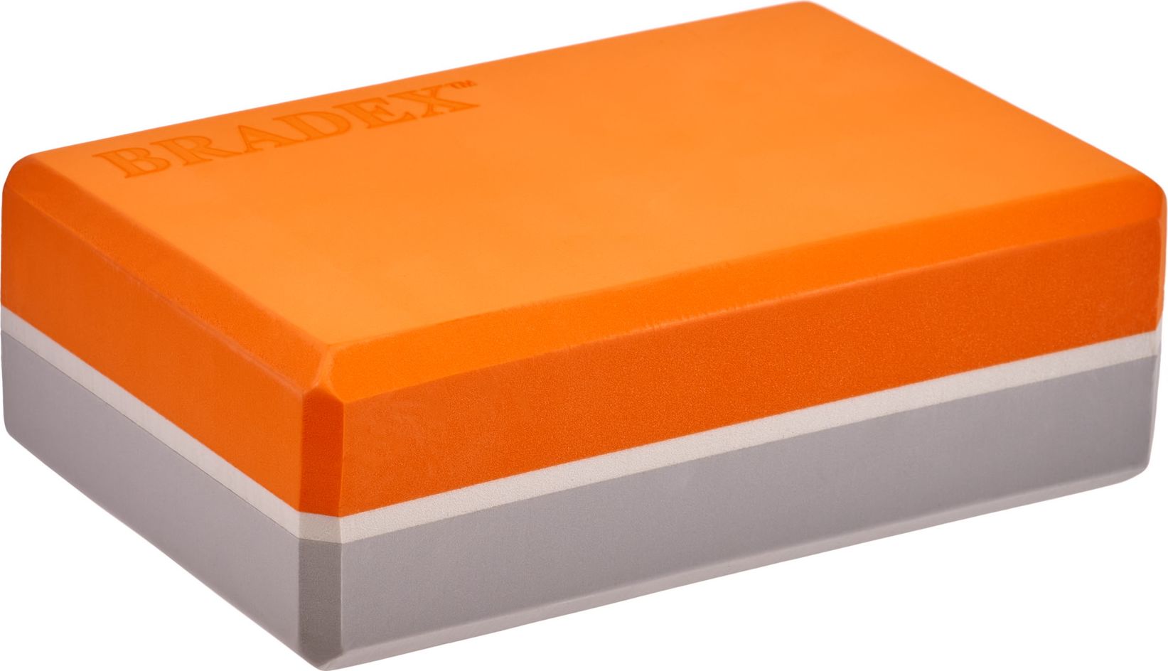 Блок для йоги и фитнеса Bradex, оранжевый/серый