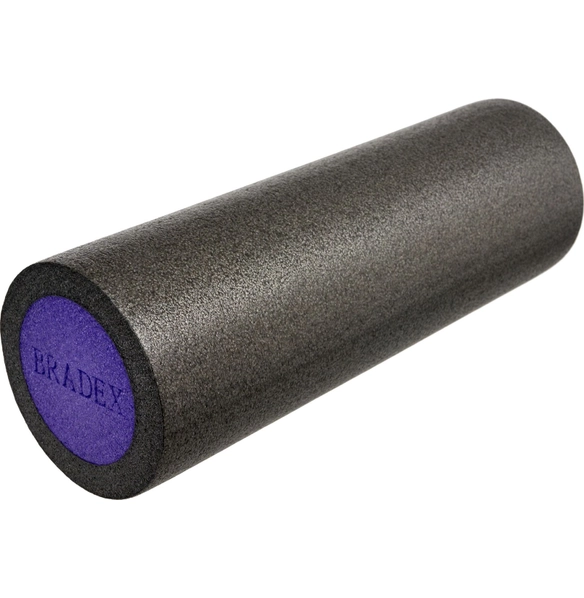 Ролик для йоги и пилатеса 15х45 см, серый/фиолетовый