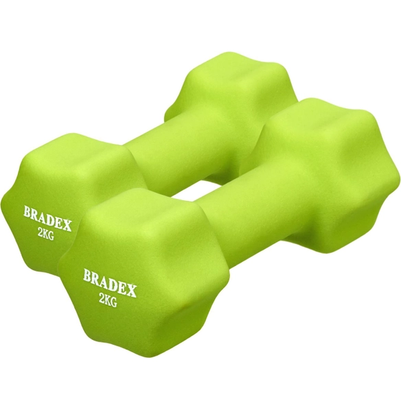 Набор гантелей неопреновых 2х2 кг, салатовый