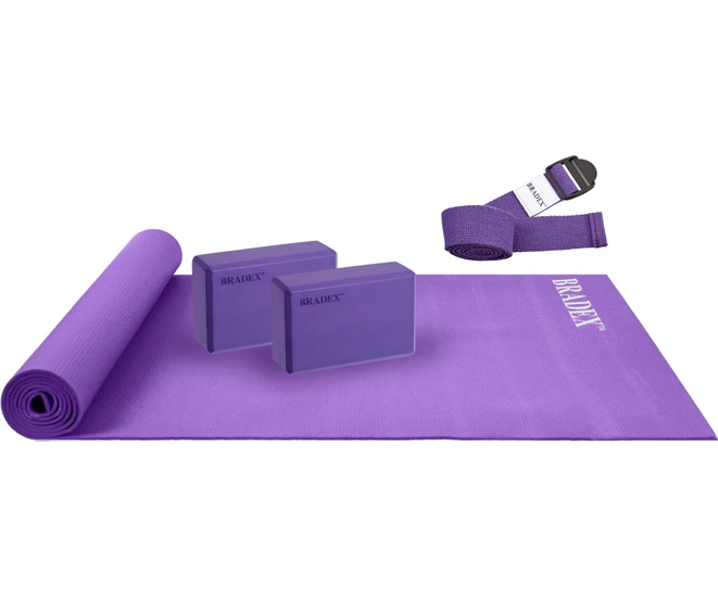 Набор для йоги: коврик 173х61х0,3 см, 2 блока, ремешок фото #1