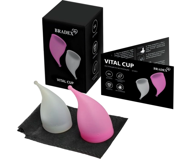 Менструальные чаши набор BRADEX 18+  Vital Cup, размер S и L фото #1