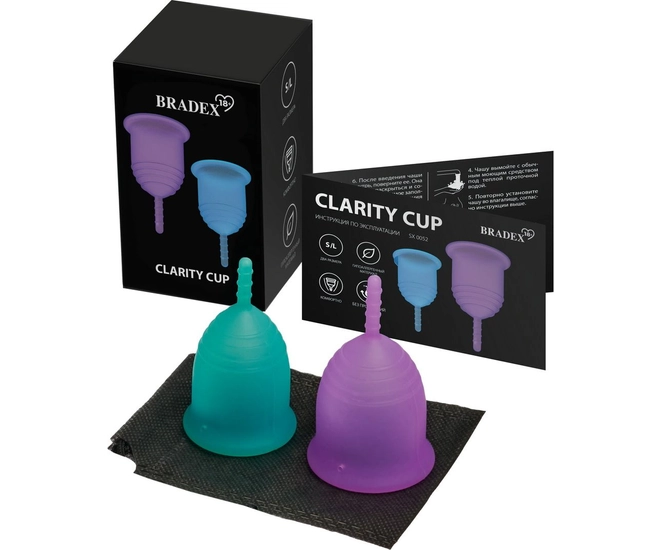 Менструальные чаши набор BRADEX 18+  Clarity Cup, размер S и L