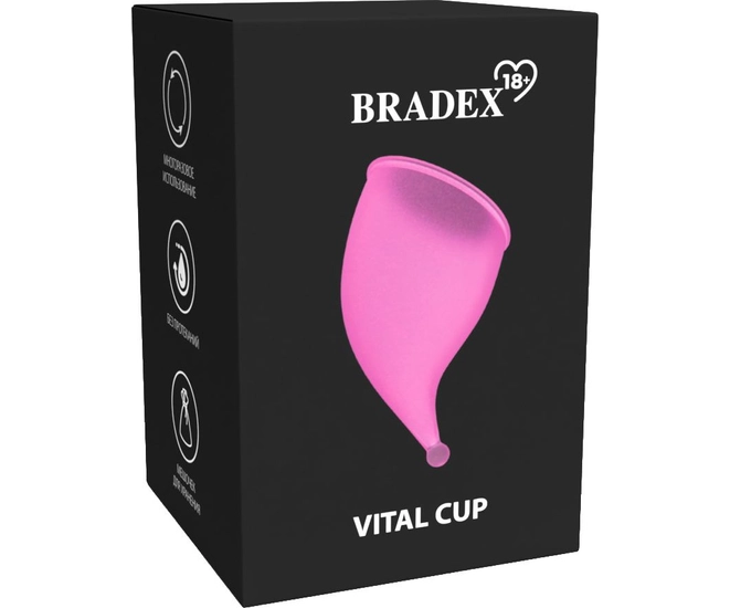 Менструальная чаша BRADEX 18+ Vital Cup, L, розовый фото #11