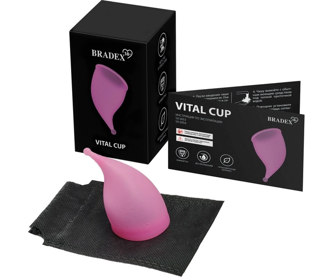 Менструальная чаша BRADEX 18+ Vital Cup, L, розовый фото #1