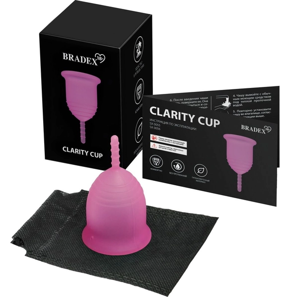 Менструальная чаша BRADEX 18+ Clarity Cup, L, розовый