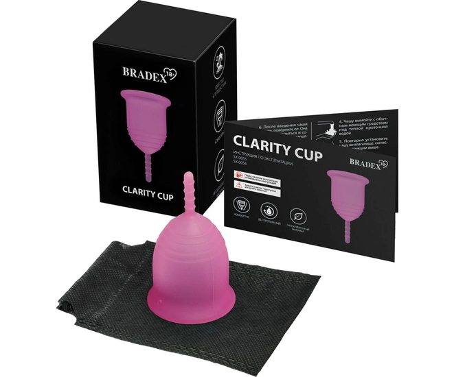 Менструальная чаша BRADEX 18+ Clarity Cup, L, розовый фото #1