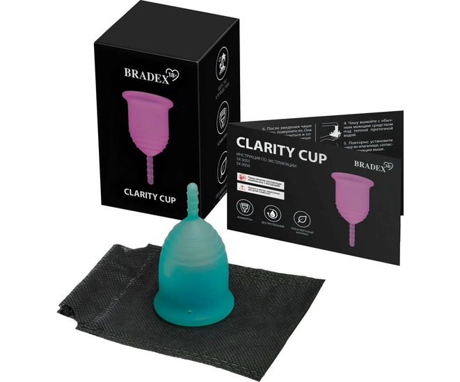 Менструальная чаша BRADEX 18+ Clarity Cup, S, голубой