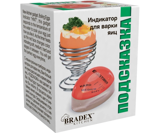 Индикатор для варки яиц «ПОДСКАЗКА», BRADEX, пластик, красный