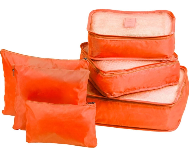 Органайзеры для хранения (набор 6 шт.), полиэстер, оранжевые