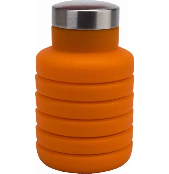 Бутылка для воды складная с крышкой, BRADEX, силикон, оранж