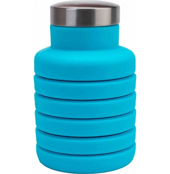 Бутылка для воды складная с крышкой, BRADEX, силикон, голубая