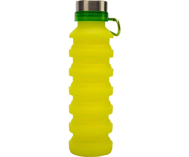 Бутылка для воды складная с карабином, BRADEX, силикон, салатовая