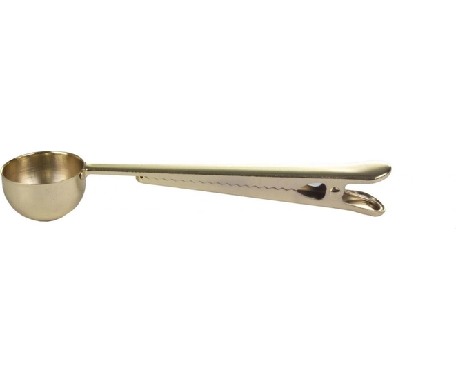 Ложка-зажим мерная с длинной ручкой для чая и сыпучих продуктов, цвет золотой