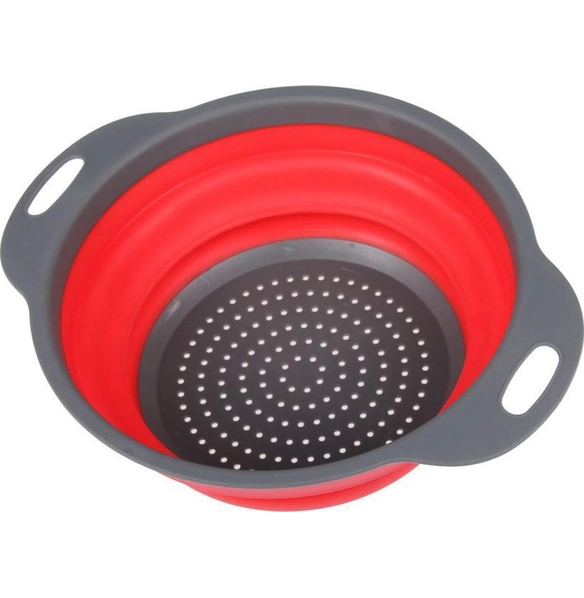 Дуршлаг складной круглый силиконовый 2,4 л, красный