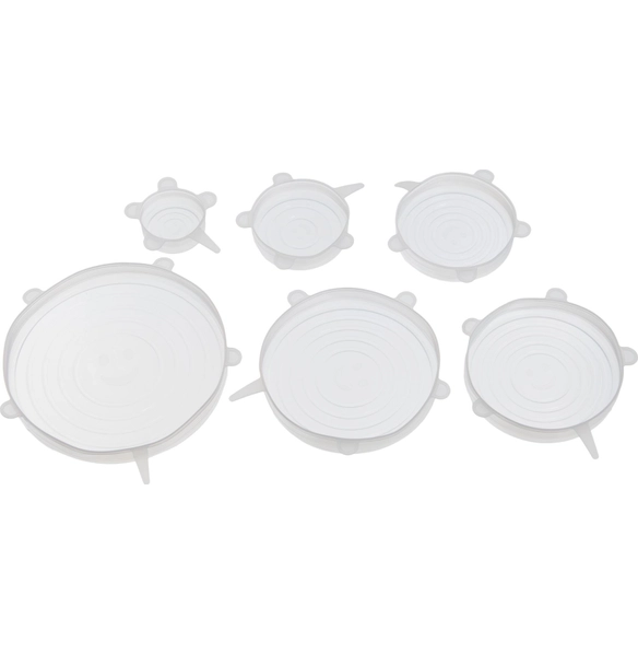 Набор силиконовых крышек для банок, белый, 6 шт