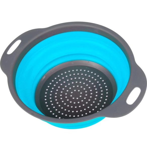Дуршлаг складной круглый силиконовый 2,4 л, голубой