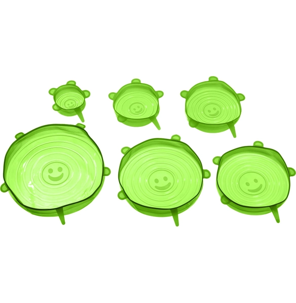Крышка для банки (набор 6 шт), BRADEX, силикон, зеленая